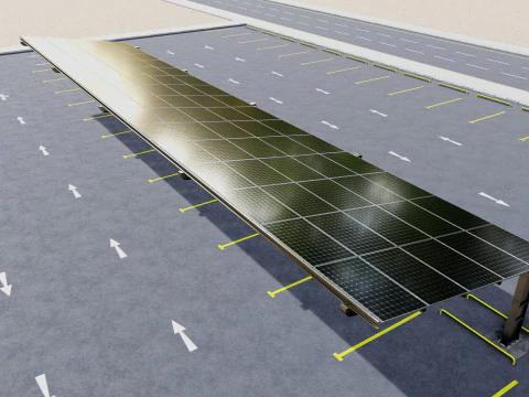 L TypeSolar Carport 3D Model