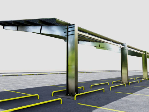 L TypeSolar Carport 3D Model