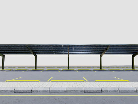 L TypeSolar Carport 3D Model