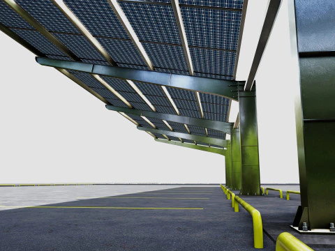 L TypeSolar Carport 3D Model