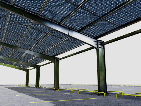 L TypeSolar Carport 3D Model