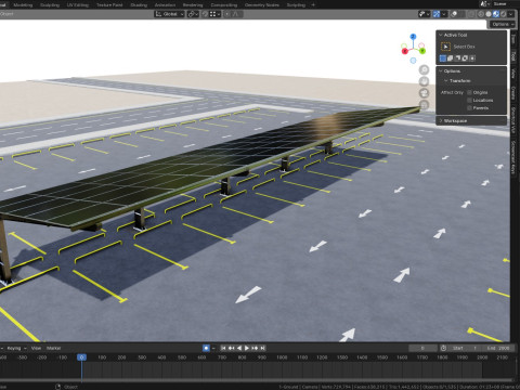 L TypeSolar Carport 3D Модель