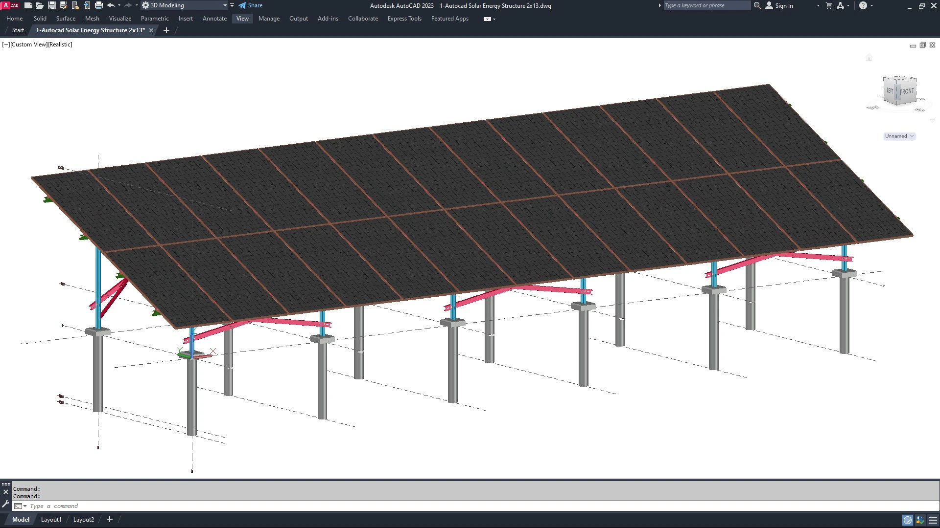 Autocad - Solar Energy Structure 3D Model .c4d .max .obj .3ds .fbx .stl .blend 