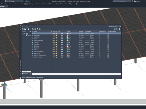 Autocad - Solar Energy Structure 3D Model