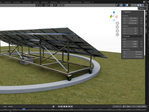 Solar Energy 360 Degree Manual Tracker System 3D-Modell
