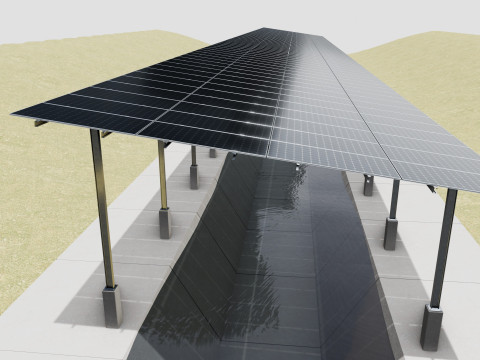 132 kW Solar Canal 3D Model