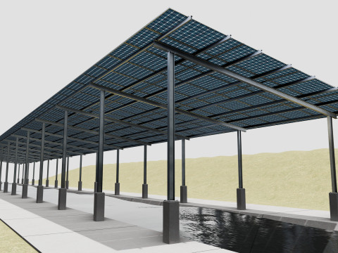 132 kW Solar Canal 3D Model