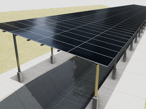132 kW Solar Canal 3D Model
