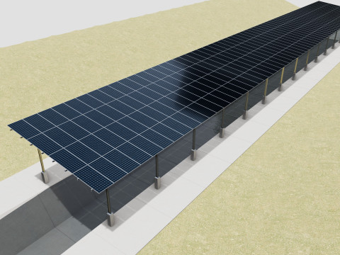 132 kW Solar Canal 3D Model