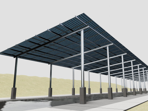 132 kW Solar Canal 3D Model