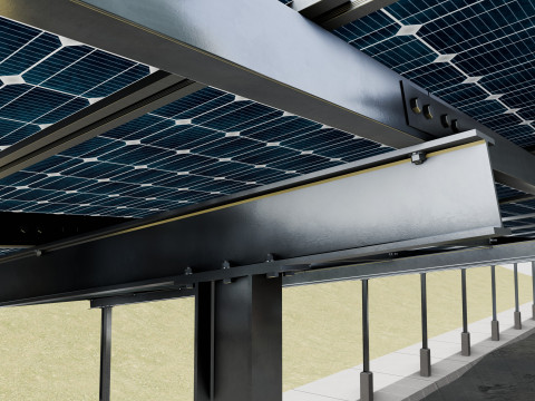 132 kW Solar Canal 3D Model