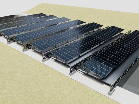 200 kW Solar Canal 3D Model