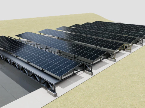 200 kW Solar Canal 3D Model