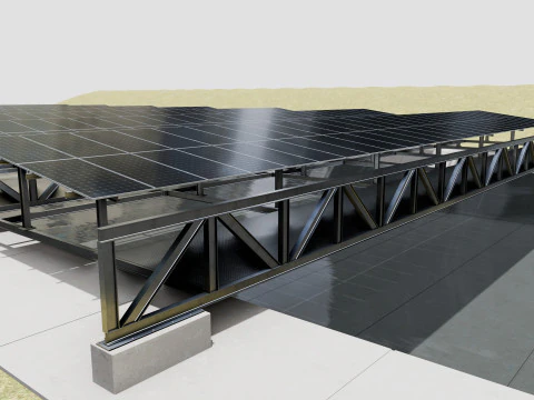 200 kW Solar Canal 3D Model