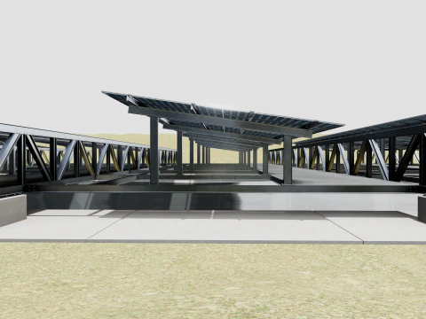 200 kW Solar Canal 3D Model