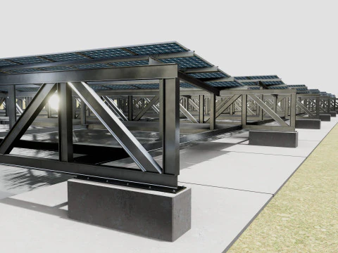 200 kW Solar Canal 3D Model
