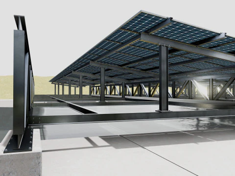 200 kW Solar Canal 3D Model