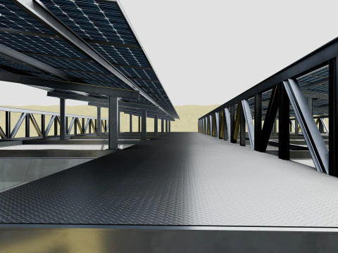 200 kW Solar Canal 3D Model