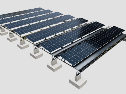 200 kW Solar Canal 3D Model