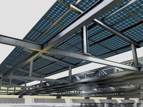 200 kW Solar Canal 3D Model