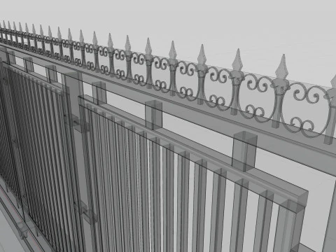 울타리 문 3D 모델