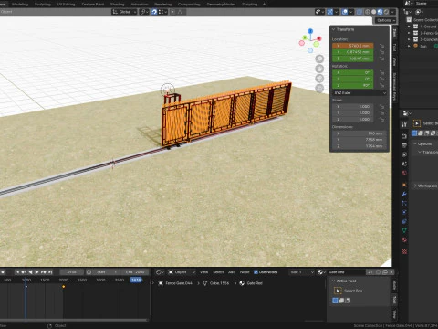 울타리 문 3D 모델