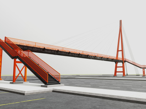 Rope Tension Pedestrian Overpass 3Dモデル