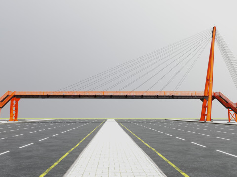 Rope Tension Pedestrian Overpass 3D Model
