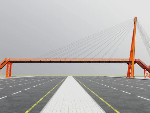 Rope Tension Pedestrian Overpass 3D Model