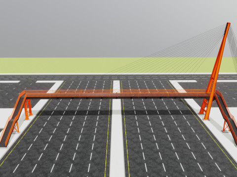 Rope Tension Pedestrian Overpass 3D Model