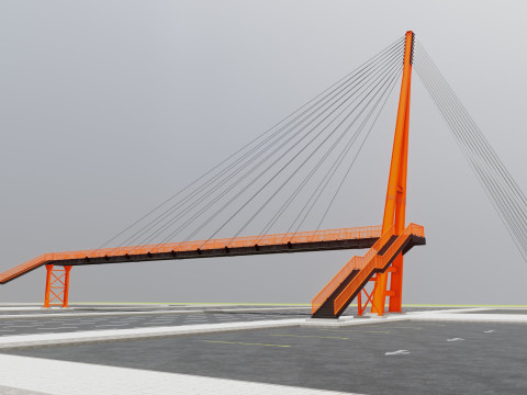 Rope Tension Pedestrian Overpass 3D Model