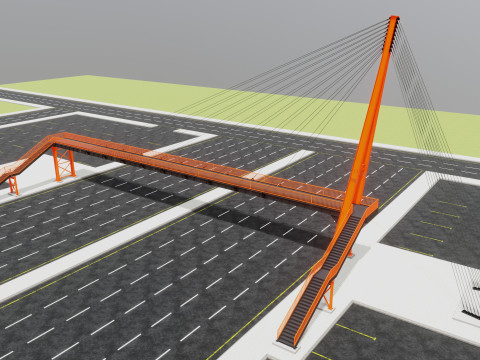 Rope Tension Pedestrian Overpass 3D Model