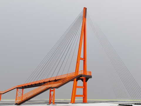 Rope Tension Pedestrian Overpass 3D Model