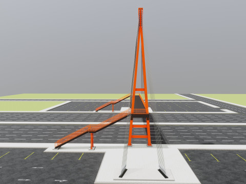 Rope Tension Pedestrian Overpass 3D Model