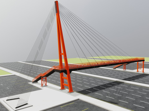 Rope Tension Pedestrian Overpass 3D Model