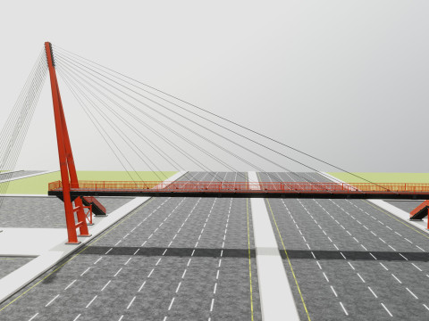 Rope Tension Pedestrian Overpass 3D Model