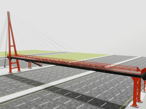 Rope Tension Pedestrian Overpass 3D Model