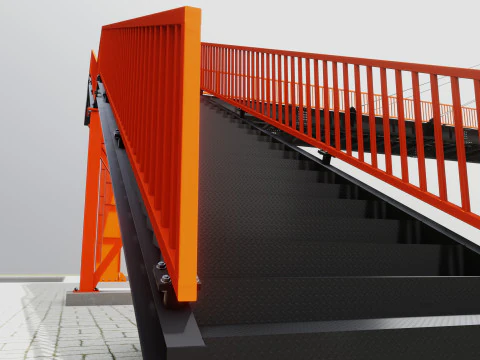 Rope Tension Pedestrian Overpass 3D Model