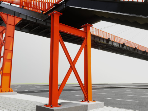 Rope Tension Pedestrian Overpass 3D Model