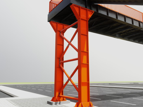 Rope Tension Pedestrian Overpass 3D Model