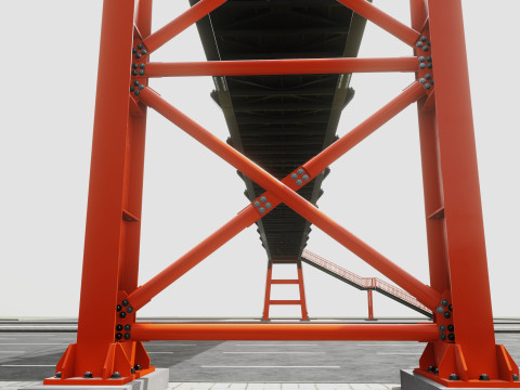 Rope Tension Pedestrian Overpass 3D Model
