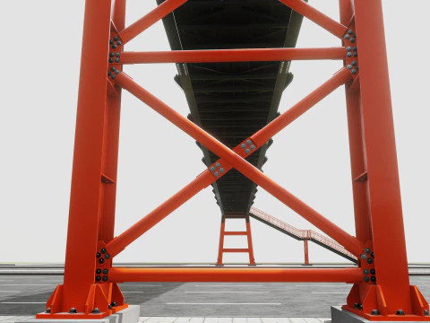 Rope Tension Pedestrian Overpass 3D Model