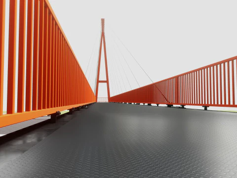 Rope Tension Pedestrian Overpass 3D Model