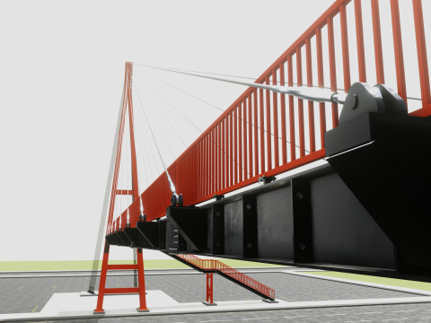 Rope Tension Pedestrian Overpass 3D Model