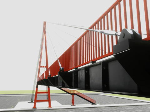 Rope Tension Pedestrian Overpass 3D Model