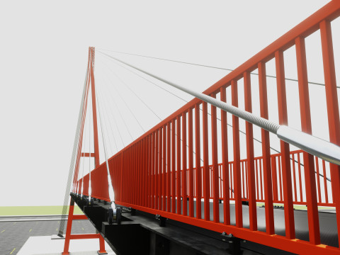 Rope Tension Pedestrian Overpass 3D Model