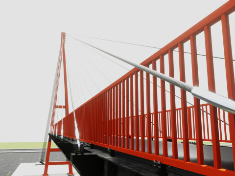 Rope Tension Pedestrian Overpass 3D Model