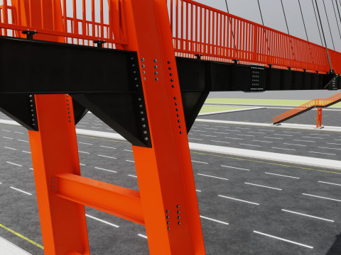 Rope Tension Pedestrian Overpass 3D Model
