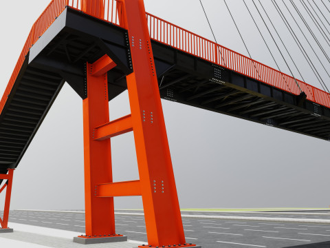 Rope Tension Pedestrian Overpass 3D Model