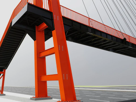 Rope Tension Pedestrian Overpass 3D Model